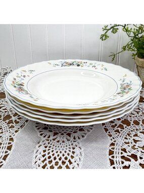 Vintage Arcopal France Victoria Set of 5 Soup/Salad Bowls 9" Floral Cottage Core